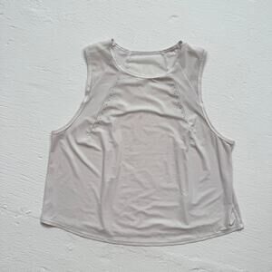 Lululemon Lightweight Reflective Crop Tank Top Beige White, Size 6-8